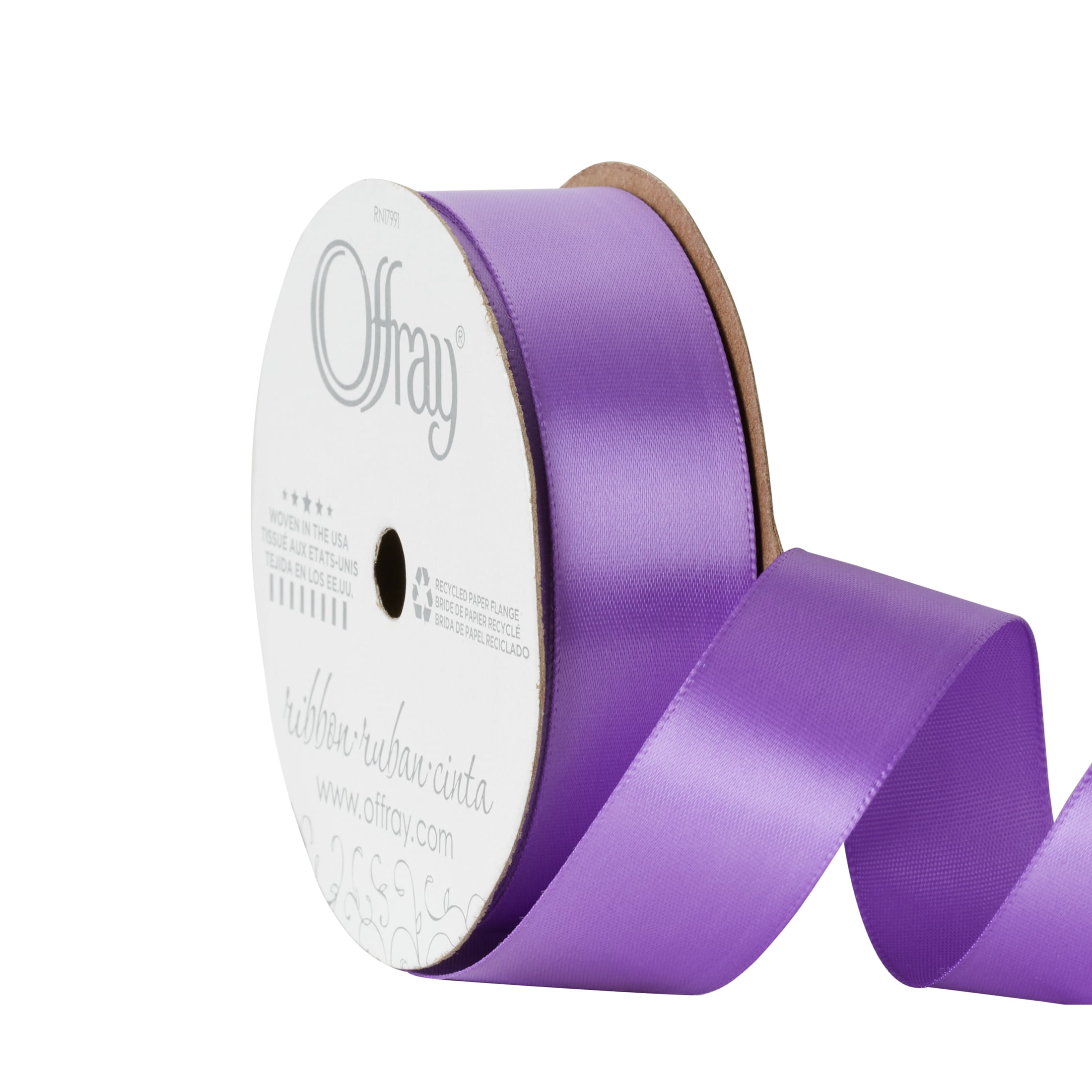 Offray Ribbon, Delphinium Purple 7/8 inch Single Face Satin