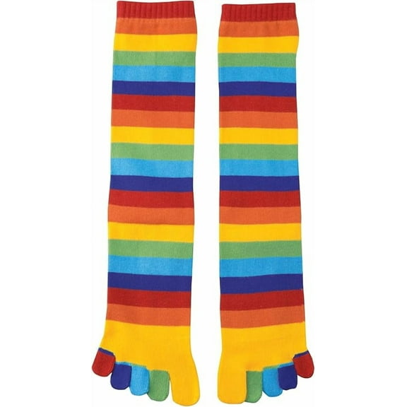 Paragon Rainbow Striped Toe Socks – Comfort Fit Polyester/Spandex Pair