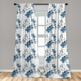 thumbnail image 4 of Ambesonne Floral Design Curtains, Watercolor Blossom, Pair of 28"x84", Dark Turquoise Slate Blue, 4 of 5