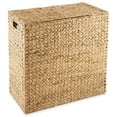 thumbnail image 3 of Casafield 2-Section Laundry Hamper with Lid and Removable Liner Bags - Natural, Woven Water Hyacinth Laundry Basket for Clothes, 3 of 7