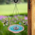 thumbnail image 4 of 2026 New Solar Cascade Hanging Bird Bath Fountain, Outdoor Hanging Bird Bath, Large Humming Birds Baths Fountains, with Solars Pump & Glass Bowl, for Outdoor, Gardens (Pink-Upgraded), 4 of 6