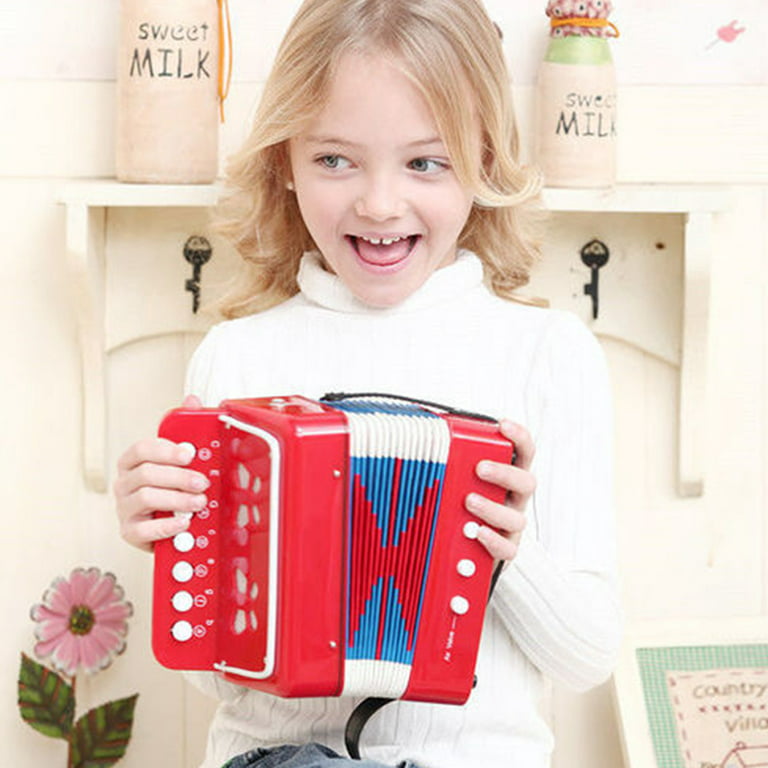 Dcenta Kids Accordion Toy 10 Keys Buttons Mini Accordion Musical  Instruments for Children, Kids, Toddlers, Beginners 