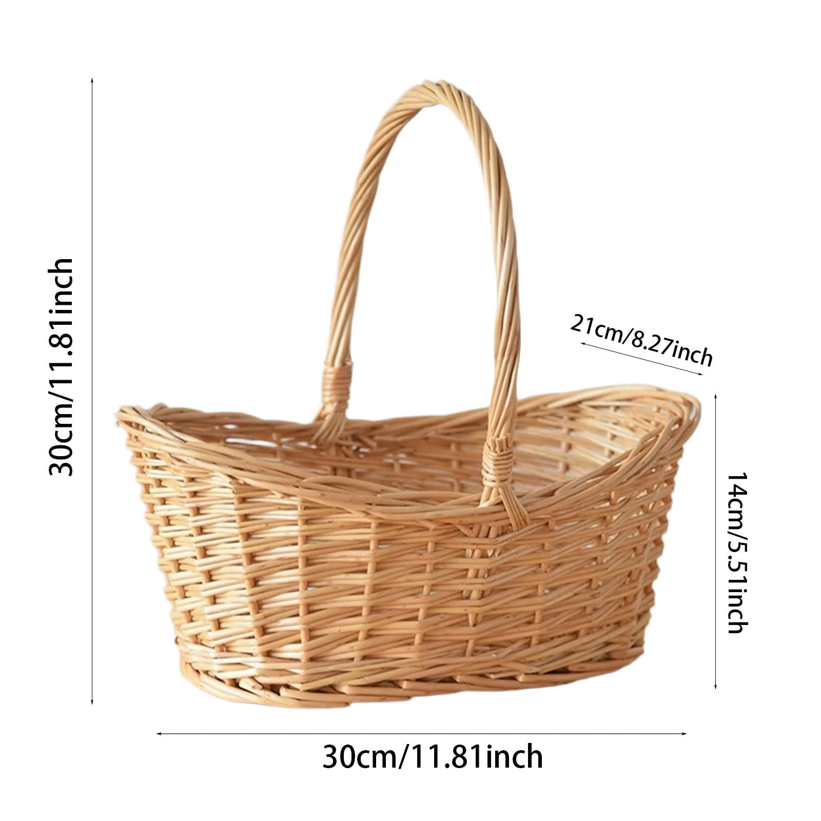 Medium Light Brown Hand Woven Wicker Basket for Storage with Handles - Woven Basket - Wicker Baskets for Picnics, Easter, Organizing, and More(Brown1)