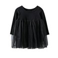 thumbnail image 2 of Lutiedan Toddler Girls Long Sleeve Tulle Peplum Tops Crew Neck Mesh Tutu Hem Shirts Casual Princess Flowy Shirts 0-3,Black, 2 of 5