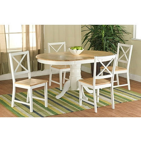 Farmhouse Dining Table, White/Natural (INCOMPLETE SET, MISSING BOXES) (BOX 1 INCLUDED ONLY)