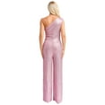thumbnail image 2 of Xnihocha Combinaison Sans Manches pour Femmes, une Épaule, Robe de Soirée à Sequins, Rose 3TG, 2 of 7