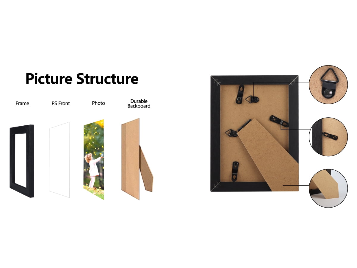 Giftgarden 4x6 Picture Frame Set of 7, Black 4 by 6 Photo Frames for Wall and Tabletop Display