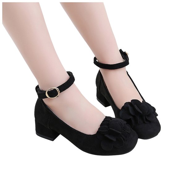 Girls Sandals Children Shoes Thick High Heel Sandals Fashionable Diamond Bow Small High Heel Princess Sandals Sandals for Girls(Color:Black,Size:13)