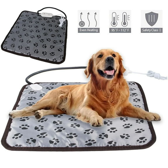 Electric Pet Heating Pad, Large Waterproof Adjustable Temperature Mat for Cats and Dogs Indoor Outdoor Use,Footprints