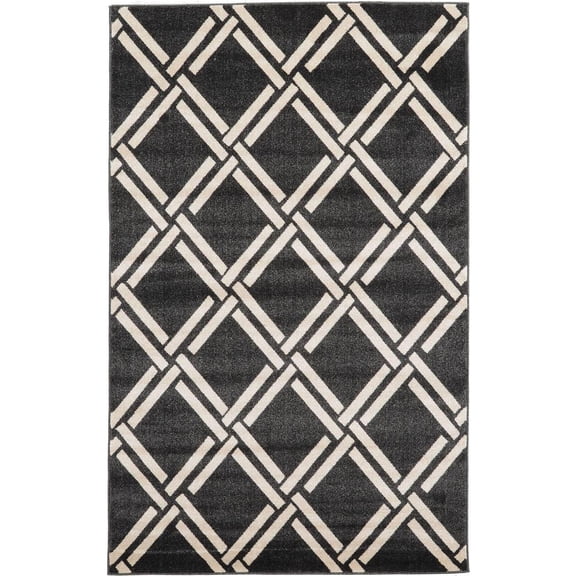 Unique Loom Detroit Trellis Rug, Black (5' 0 x 8' 0)