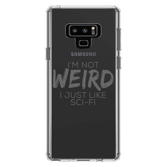 DistinctInk Clear Shockproof Hybrid Case for Samsung Galaxy Note 9 - TPU Bumper Acrylic Back Tempered Glass Screen Protector - I'm Not Weird, I Just Like Sci-Fi