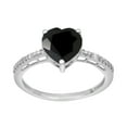 thumbnail image 1 of 8 MM Forme de Coeur Noir Spinelle 925 Argent Sterling Solitaire Femmes Anneau, 1 of 2