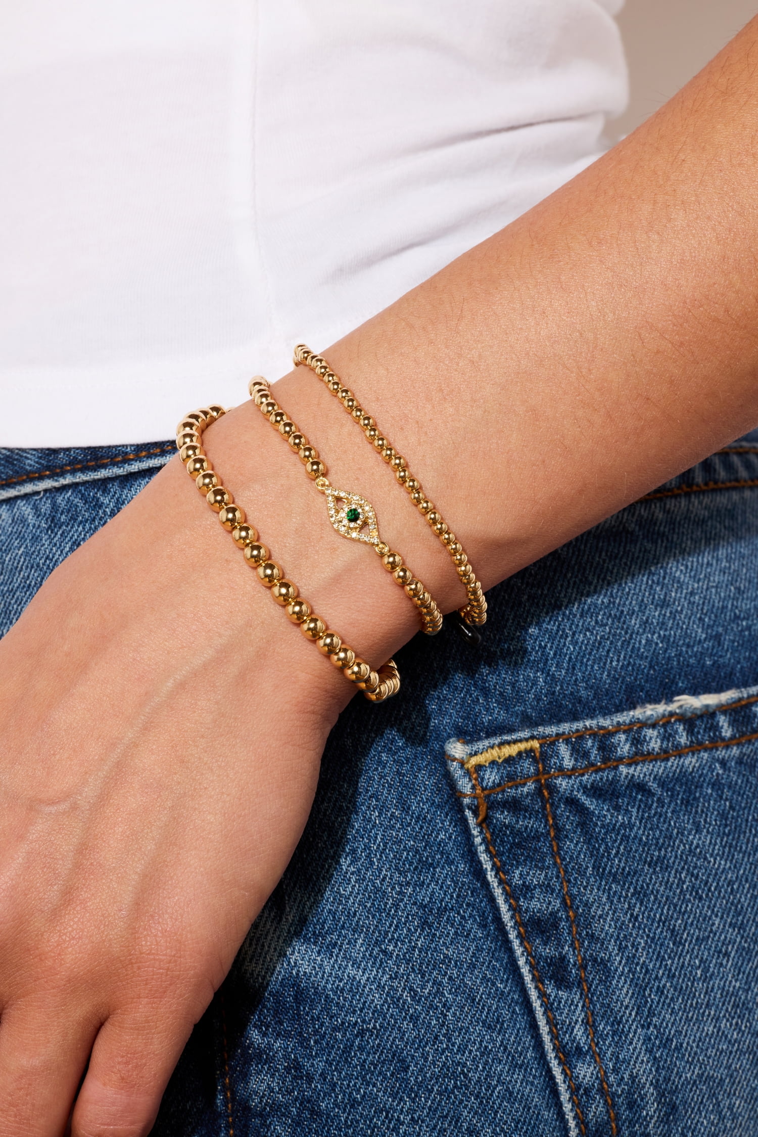 Bella by Thorne Evil Eye Multi Stretch Adult Bracelet Pack, Silver