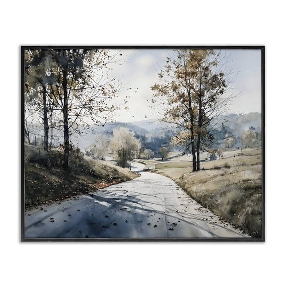 Stupell Industries Rustic Lodge Country Road in Autumn Black Framed Giclee Art, 14 x 11, by Franklyn Gregory