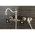 thumbnail image 2 of Kingston Brass KS1248PKXBS Duchess Wall Mount Bridge Kitchen Faucet with Brass Spray, Brushed Nickel, 2 of 3