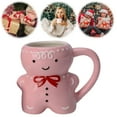 thumbnail image 6 of BLEEUS Gingerbread Man Ceramic Mug Christmas Gingerbread Man Cup 350ML (Pink) Christmas Essential (Pink), 6 of 10