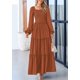 thumbnail image 4 of Vestido largo PRETTYGARDEN para mujer, estampado primaveral, marrón, XS, 4 of 9