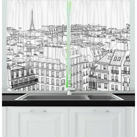Paris Curtains 2 Panels Set Architecture Theme Illustration Of