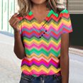thumbnail image 1 of Fiudx Ofertas Flash Del Día Top de Primavera/Verano de Manga Corta Informal de Moda con Cuello En V para Mujer, 1 of 4