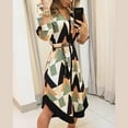 thumbnail image 4 of CAROOTU Robe Chemise à Imprimé Géométrique pour Femmes, Manches Longues, Ourlet Irrégulier, Col à Revers, 4 of 6