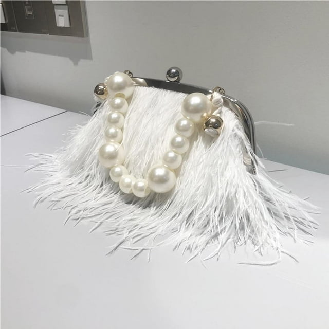HLONK Sac à Main de Soirée à Plumes 3 Couleurs pour Femmes Filles Dames Robe de Soirée Cadeaux