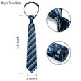 thumbnail image 2 of Boys Tie Pre-Tied Pocket Square Set Adjustable Strap Kids Neckties Age 8-12 Years Navy Stripe Ties, 2 of 7