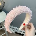 thumbnail image 4 of Diademas acolchadas con perlas para mujer, diademas anchas con cuentas acrílicas, aros para el pelo barrocos, accesorios para el cabello hechos a mano para niñas, 4 of 5
