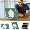 thumbnail image 7 of For iPad Pro 11 inch M5 2025/M4 2024 Case, 360 Rotatable Handle Stand, Shoulder Strap, Drop-Proof Design, Emerald Green, 7 of 7