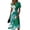 Green, variant on Tropical Palm Tree Sunset Print Wrap Dress for Women - V-Neck Short Sleeve High Waist A-Line Midi Summer Beach Vacation Gown, Flowy Boho Holiday Party Dress with Cinched Waist Green S