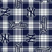 MLB New York Yankees 58" 100% Polyester Fleece Sports Logo Fabric By the Yard, Blue