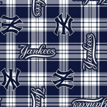 MLB New York Yankees 58" 100% Polyester Fleece Sports Logo Fabric By the Yard, Blue