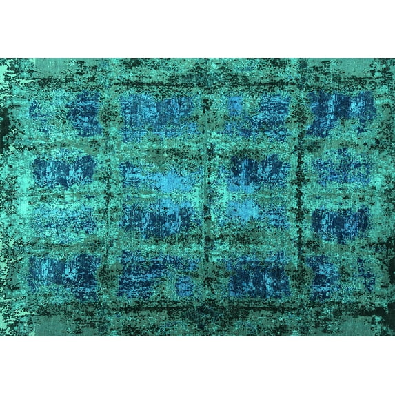 Ahgly Company Indoor Rectangle Persian Turquoise Blue Bohemian Area Rugs, 2' x 4'