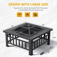 thumbnail image 6 of Lacoo 32" Patio Square Fire Pit Table for Patio Backyard BBQ, Ice Storage with Mesh Lid, Poker and Cover, Sliver, 6 of 6