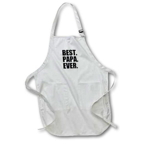3dRose Best Papa Ever - Gifts for dads - Father nicknames - Good for Fathers day - black text, Medium Length Apron, 22 by 24-inch, With Pouch Pockets