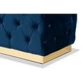 thumbnail image 4 of Baxton Studio Corrine Glam and Luxe Navy Blue Velvet Fabric Upholstered and Gold PU Leather Ottoman, 4 of 5
