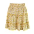 thumbnail image 5 of OOOUM Women Floral Mini Skirt Elastic High Waist Drawstring Tiered Ruffle Flowy A Line Summer Beach Casual Short Skirt Yellow L, 5 of 5