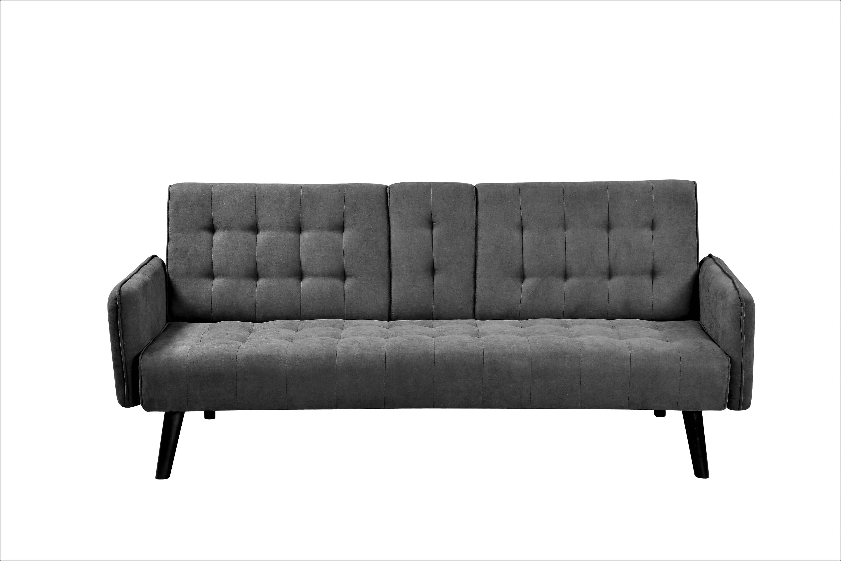 Gewnee 72" Sleeper Sofa Bed, Convertible Linen Futon Couch with Folding Backrest with Cup Holder,Modern Couch for Home and Guest Room，Dark Gray