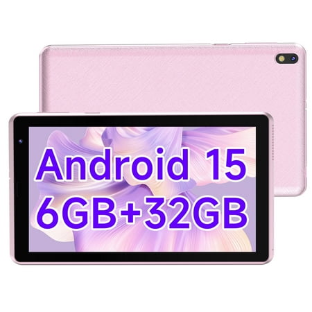 7 inch Tablet Android 15 Tablets  6GB RAM 32GB ROM 1TB Expandable  Quad-Core Processor Tablet PC  WiFi6  3000mAh Battery  Bluetooth  1024 x 600 IPS Touch Screen  5MP Dual Camera  GMS Certified  Pink