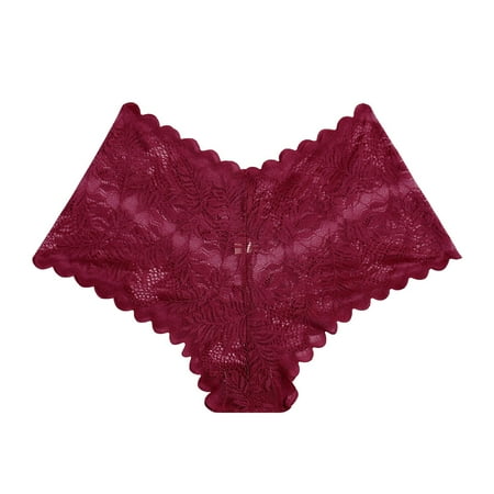 Scyoekwg Womens Underwear High Waisted Underwear Stretchy Comfort Lace Ladies Underpants Hipster Panties Solid Color Briefs(Red XXXL)