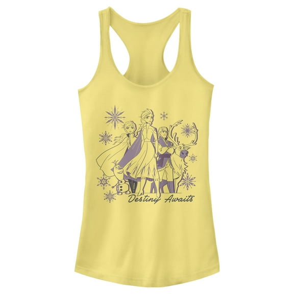 Junior's Frozen 2 Destiny Awaits Friends  Racerback Tank Top Banana X Large