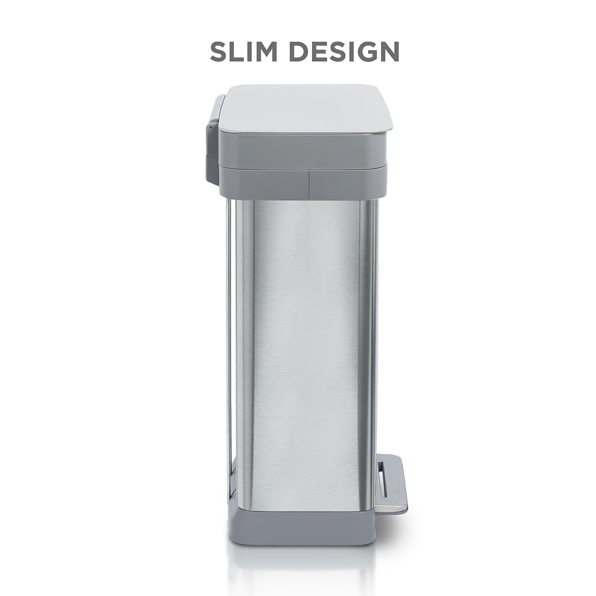 Clorox Trash Can, 13 Gal Stainless Steel Kitchen Garbage Bin with Wide Step Pedal, Silver