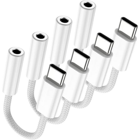 4 Pack USB-C to 3.5 mm Jack Adapter, Aux to USB C Adapter for Headphones Cable Compatible with iPhone 17/16 Pro Max/16 Pro/16/Samsung Galaxy S24/S23/S22/S21 Ultra/iPad Pro/Pixel 8