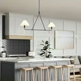thumbnail image 5 of Aiwen Black Pendant Light Modern Linear Chandelier 2-Light Kitchen Island Lighting Fixture with Fabric Shade, 5 of 10