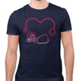 thumbnail image 2 of Heart Flowers Stethoscope Shirt Unisex X-Small Navy, 2 of 5