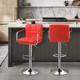 thumbnail image 4 of MoNiBloom Adjustable Swivel Bar Stool Set of 4, Modern Counter Height Chair Faux Leather with Armrest for Kitchen, Red, 4 of 10