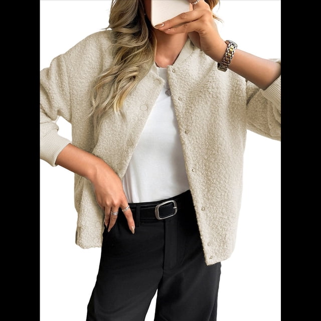 Chaqueta Corta de Piel Sintética para Mujer, Otoño-Invierno, con Cremallera y Bolsillos. Abrigos con Bolsillo. Marrón S