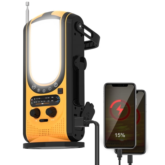 6000mAh Emergency Weather Radio with NOAA/FM, Solar Hand Crank Portable Radio