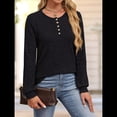 thumbnail image 4 of Suéter para Mujer, Camisetas Henley de Larga, Túnicas para Usar con Leggings, Suéteres de Cuello Redondo A . Negro XL, 4 of 8