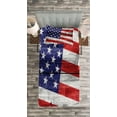 thumbnail image 3 of Ambesonne Patriotic Quilted Bedspread Set 2 Pcs, America Patriotic Day, Twin Size, Navy Blue Red White, 3 of 3