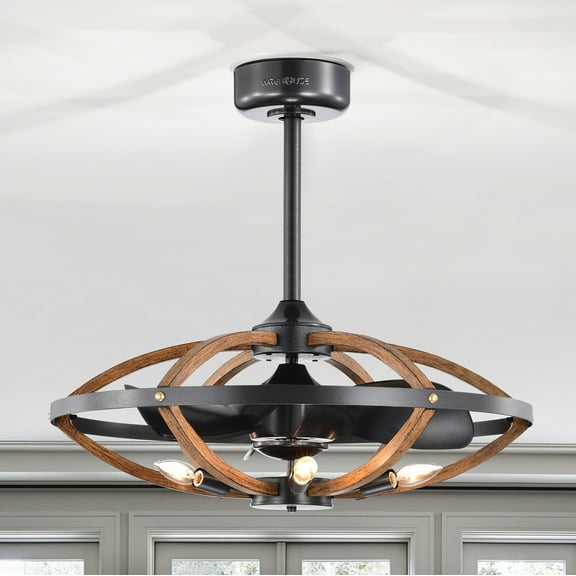 Dariin 28.3 in. 6-Light Indoor Matte Black Finish Ceiling Fan with Light Kit and Remote